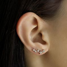 PAVE 5 STAR EARRINGS Tai Jewelry, Constellation Earrings, Silver Star Earrings, Ear Climber, G 5, Cz Stud Earrings, Bracelet Collection, Love Bracelets, Star Earrings