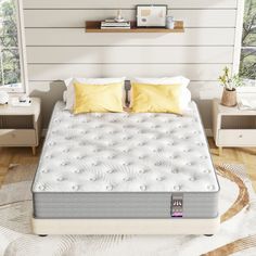 an image of a mattress in the middle of a room with white walls and wood flooring