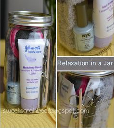 the collage shows several different items in a jar, including toothbrushes and lotion