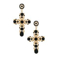 the black and gold cross earrings