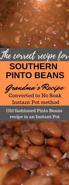 the recipe for southern pinto beans is shown here