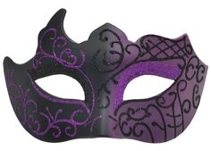 a purple and black masquerade mask