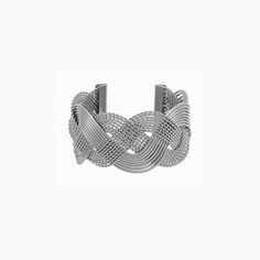 Charlotte Cuff Bracelet is another luxury jewelry piece you will find at our store. The crisscross design will remind you of smooth flowing waves. You can layer and pair this luxe bracelet with other jewelry pieces or just wear it on its own to deliver the most bewitching look ever. There is no formal, casual or party outfit that will fail to impress when you pair it with the Charlotte Cuff Bracelet. - Brass with Polyurethane Coating- Internal width of 2" with an internal length of 2.5"- Availab Trendy Silver Metal Braided Bracelets, Trendy Silver Braided Metal Bracelet, Adjustable Twisted Modern Jewelry, Modern Adjustable Twisted Jewelry, Adjustable Silver Bracelets With A Modern Twist, Elegant Metal Braided Adjustable Bracelets, Elegant Bracelets With Interwoven Design As Gift, Elegant Adjustable Metal Braided Bracelets, Elegant Bracelets With Interwoven Design For Gift