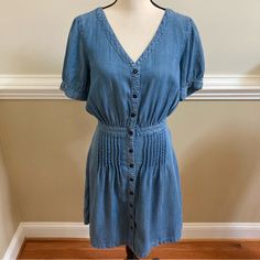 Nwot Philosophy Denim Dress With Front Pleats. Casual And Comfortable Everyday Dress. V-Neck Button Front Tapered Waist Waist 16” Bust 20.5” Length 38” Fitted V-neck Denim Dress With Buttons, Casual Denim V-neck Mini Dress, Light Wash Cotton V-neck Denim Dress, Cotton V-neck Mini Dress With Button Closure, Medium Wash Daywear Dress With Button Closure, Short Sleeve Denim Dress With Button Closure For Daywear, Medium Wash Button Closure Dress For Daywear, Casual V-neck Denim Dress With Pockets, V-neck Denim Dress With Pockets For Day Out