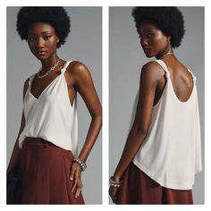 Brand New With Tags! Color: Ivory Size: Xs Same Day Shipping Chic Tank Top For Vacation, Chic White Cami Tank Top, Chic Off White V-neck Top, Chic Cream Tank Top, Elegant Cream Tops For Everyday, Chic Cream Tank Top For Vacation, Elegant Cream Tank Top For Summer, Chic Cream Tank Top For Day Out, Elegant Summer Tank Top For Everyday