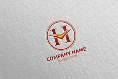 letter m logo design with business card