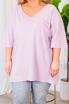 Get ready to look effortlessly chic with this adorable top! It features a casual, yet stylish cut for ultimate comfort! Pair it with your favorite leggings or skinny jeans for a stunning, coordinated look! The gorgeous dusty lavender makes it perfect for a daytime outing or a night out on the town! 100% Cotton