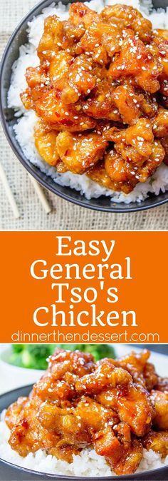 an image of easy general tso's chicken on rice