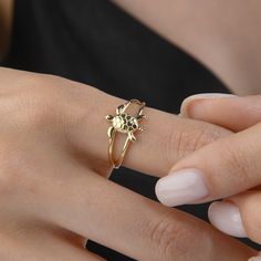 This 14k gold turtle ring is a comfortable piece of jewelry with a minimalist design. Handcrafted with precision and care, this solid gold ring is available in yellow, white, or rose gold, ensuring it perfectly complements your style. The ring features a '14K' hallmark, indicating its gold purity. Each piece of jewelry in the shop is handmade, typically taking 2-4 days to prepare. Your order will be delivered in an elegant package via express shipping. RING DETAILS ♥ Gold material: 14K solid gol Ring For Mom, Turtle Ring, Animal Ring, Turtle Jewelry, Cute Turtle, Gold Rings Fashion, Gold Ring Designs, Cute Turtles, Animal Rings