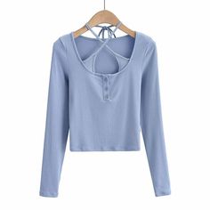 Product information: Material: Cotton Style: lightly cooked Features: solid color Color: white, black, blue, carbon gray Size Information: Size: S/M Size Lenght Bust Shoulder Sleeve S 43 66 29 59 M 44 70 30 60 Note: 1. Asian sizes are 1 to 2 sizes smaller than European and American people. Choose the larger size if your size between two sizes. Please allow 2-3cm differences due to manual measurement. 2. Please check the size chart carefully before you buy the item, if you don't know how to choos Light Blue Stretch Tops With Solid Color, Solid Light Blue Top For Spring, Light Blue Solid Color Top For Spring, Light Blue Casual Tops, Light Blue Long Sleeve Solid Color Top, Light Blue Long Sleeve Solid Top, Basic Blue Tops For Fall, Plain Light Blue Tops For Spring, Light Blue Plain Tops For Spring