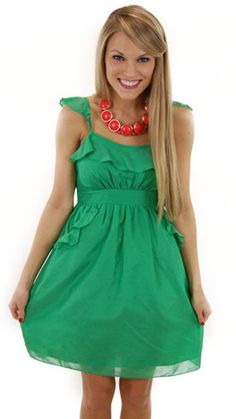 Lawn Party Dress, Green. SO many dresses, so not many places to wear them to justify their purchases. Damn. Flirty Dresses With Ruffled Straps For Garden Party, Green Sleeveless Mini Dress For Summer Parties, Elegant Sundress For Summer Parties And Spring, Cute Mini Dress With Ruffled Straps For Day Out, Chic Sundress With Ruffled Straps, Summer Party Sundress With Ruffled Straps, Day Out Ruffled Straps Lined Sundress, Day Out Ruffled Strap Lined Sundress, Flirty Ruffled Sundress For Party