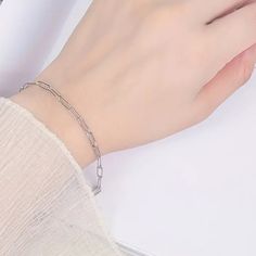 Exquisite 925 Sterling Silver Link Chain Bracelet - Simple Yet Elegant Temperament Jewelry For Women - Handcrafted, Durable, And Hypoallergenic 7.5" Long Paperclip Jewelry, Silver Link Chain, Bracelet Simple, Link Chain Bracelet, Jewelry For Women, Paper Clip, Link Chain, Womens Jewelry Bracelets, Chain Bracelet