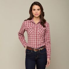 The Creede Flannel will have you feeling warm and stylish when separating cows or out walking on a cool night. This Western flannel is a 70% cotton 30% modal blend, featuring a cowboy yoke in front and back with a subtle, embroidered mirrored-L emblem on the left pocket and lower placket. Classic cowboy fit. Model is 5'10 and wearing size M. Cowboy Fit, Western Flannel, Classic Cowboy, Cool Night, Handcrafted Boots, Handmade Boot, Leather Care, Walk On, Casual Women