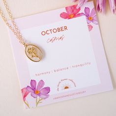 The October Birth Flower Necklace is a captivating addition to our Birth Flower Necklace Collection! This exquisite necklace features the stunning Cosmos, the birth flower for October, symbolizing harmony & balance. The delicately crafted design of the pendant captures the Cosmos's beauty. Let this necklace inspire you to tap into your inner creativity and passion! Whether you're treating yourself or looking for the perfect gift for someone, the October Birth Flower Necklace is an excellent choi Spiritual Birth Flower Pendant Charm Necklace, Spiritual Birth Flower Pendant Jewelry, Spiritual Birth Flower Pendant Necklace, Mother's Day Flower Pendant Necklace, Spiritual Necklaces With Pressed Flowers As Gift, Spiritual Style Necklace With Pressed Flowers As A Gift, Nature-inspired Birth Flower Necklace As A Gift For Her, Spiritual Birth Flower Necklace Gift For Her, Pendant Birth Flower Charm Necklace For Her