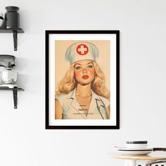 a vintage nurse poster hangs on the wall