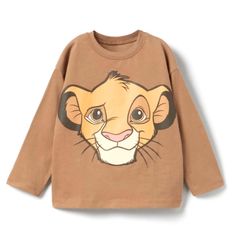 New Zara Disney Lion Kim Shirt Size 6-9 Months Long Sleeve T-shirt With Character Print For Playtime, Disney Long Sleeve Top With Cartoon Print, Long Sleeve Character Print Playtime T-shirt, Disney Long Sleeve Top With Graphic Print, Character Crew Neck Cotton Top, Cotton Character Print Tops, Cute Long Sleeve Shirt With Cartoon Print, Disney Cotton Shirt With Cartoon Print, Disney Character Print Tops For Playtime