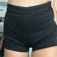 Never Worn Bundle And Save :) H&m High Rise Fitted Bottoms, H&m Fitted High Rise Bottoms, Black Stretch Shorts For Day Out, Stretch Black Shorts For Day Out, H&m Stretch Cotton Bottoms, H&m Cotton Stretch Bottoms, Chic High Waist Shorts By H&m, Trendy Black Bottoms From H&m, Trendy Black Bottoms By H&m