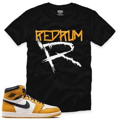 This Yellow Ochre 1 Redrum-R V1 Tee is essential for any urban streetwear enthusiast. Show off your style in this premium 100% cotton tee, featuring a classic fit and black/white/yellow short-sleeve design. Inspired by the 'YELLOW OCHRE' 1s 2024. Get your true-to-size Redrum Nation Tee today.   (Sneakers not included). Yellow Urban T-shirt For Streetwear, Outfit With Yellow, Yellow Short, Black White Yellow, Yellow Ochre, Urban Streetwear, Yellow Shorts, Black And Yellow, Street Wear Urban