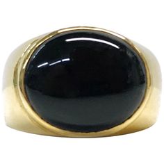 14 Karat Black Onyx Cabochon Ring | From a unique collection of vintage Dome Rings at https://www.1stdibs.com/jewelry/rings/dome-rings/. Oval Onyx Cabochon Ring, Formal Onyx Oval Cabochon Jewelry, Round Onyx Cabochon Rings, Classic Onyx Oval Cabochon Jewelry, Vintage Onyx Oval Cabochon Jewelry, Cabochon Ring, Domed Ring, Onyx Stone, Black Onyx