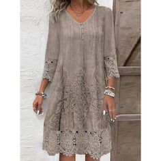 Season:Summer; Fabric:Lace; Look After Me:Machine wash; Gender:Women's; Style:Casual; Elasticity:Inelastic; Occasion:Date,Vacation,Daily; Fit Type:Regular Fit; Dresses Type:Casual Dress,Summer Dress,Lace Dress; Pattern:Floral; Design:Lace,Print,Button,Patchwork; Neckline:V Neck; Front page:FF; Listing Date:04/10/2024; Bust:; Length:; Fit US Size:; Fit UK Size:; Fit EU Size:; Dress Length Type:Mini Dress; Print Type:Print Casual Boho Dress With Lace Trim V-neck, Spring V-neck Lace Beach Dress, Spring Beach V-neck Lace Dress, Bohemian Boho Dress With Lace Trim And V-neck, Bohemian V-neck Dress With Delicate Lace, Plain Dresses, Lace Dress Casual, V Neck Mini Dress, Lace Summer Dresses