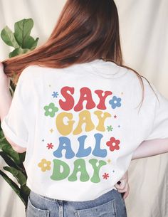 Say Gay Shirt - Protect Queer Kids Unisex Shirt, Florida Don't Say Gay Bill, LGBTQ Shirt, Protect Trans Youth, Teacher shirt, Say Gay Tshirt HOW TO ORDER ➀ Select color ➁ Select the size (Please check the size guide) ✧Most women find their typical size still works best since they are meant to fit a bit loose. ✧Size down for a snug fit. ✧Size up for 1-2 sizes for an oversized look. ✧Size up for a bigger bust. ➂ Add to cart ✦ Models are wearing size XL for an oversized look. DETAILS ✦ 100% Heavy C Gay Pride Tattoos, Pride Ideas, Social Justice Shirts, Pride T Shirt, Queer Shirt, Pop Culture Fashion, Gay Shirts, Gay Pride Shirts, Lgbt T Shirts