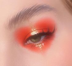 Makeup Tutorials Step By Step, Heart Eyeshadow, Asian Makeup Tutorials, Orange Makeup, Minako Aino, Dramatic Makeup