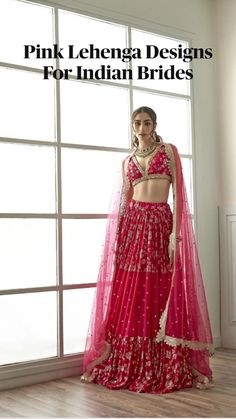 Charm in Pink: Georgette Lehenga Set with Floral Sequins - Step into elegance with our pink georgette lehenga, featuring lovely floral sequin detailing. Paired with a matching deep V-neck blouse for a touch of allure. Complete your look with a gorgeous scalloped net dupatta adorned with bootis. @studioirisindia Pink Lehenga Designs, Light Lehenga, Pink Georgette Lehenga, Studio Iris, Bridal Lehenga Online, Wedding Sarees Online, Georgette Lehenga, Lehenga Wedding