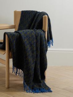 Add a dose of personality to your living space with Soho Home's 'Claudius' throw. It's been handwoven in Peru from sumptuous alpaca-blend and is jacquard-woven with a checkerboard motif. Leave it draped over the arm of a chair when it's not in use to show off the contrast fringing. Matching Separates, Soho Home, Blue Throws, Soho House, Jo Malone London, Decorative Blankets, Jacquard Weave, A Chair, Clothes Collection