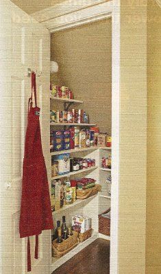 an open pantry door with food in it