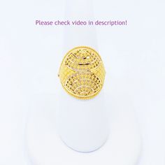 "~ Welcome to our ETSY shop: 22K Gold Beauty ~ Please check the video of this ornament (set video quality to 1080p): https://youtu.be/-i0yg1Nj7Ks Thank you for watching: GOLDSHINE 22K Solid Gold RING US 8 Female Hallmarked 916 Gorgeously Handcrafted SPECIFICATIONS - Brand: \"GoldShine - Treasure For Generations\" - Size: US 8, top design dimension 2.2cm x 2cm - Band width: 1.65mm - Band thickness: 0.95mm - Design: Gorgeous and intricate craftsmanship, eye catching beauty, diamond cut - Ideal for 22k Gold Filigree Ring As Gift, Gold Filigree Ring As A Gift, Elegant Gold Rings For Festivals, Traditional Oval Yellow Jewelry, Traditional Yellow Oval Jewelry, Set Video, 22k Gold Jewelry, Gold Beauty, Solid Gold Ring