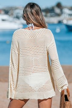 Wrap yourself in beachside bliss with our Seaside Whispers Crocheted Cover-Up. The delicate crochet detailing and long sleeves make it perfect for breezy days by the water. Product code: CAA07B3M006GG Features:  Knit  Round neckline  Long sleeves Mini Wash Method: Regular Wash Material: 100%ACRYLIC. Casual Crochet Cover-up For Beach Season, Casual Crochet Beach Cover-up, Beach Long Sleeve Crochet Cover-up, Fitted Crochet Top For Beach Cover-up, Kimono Dresses, Bow Tie Knot, Stretch Crochet Beach Cover-up Dress, Delicate Crochet, Affordable Swimwear