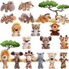 PRICES MAY VARY. Package includes: you can get 18 pieces cute animal plush toys, including lion, tiger, monkey, elephant, giraffe, leopard patterns, enough quantity for daily playing and sharing with your family and friends Quality animal decoration: our stuffed zoo animals are very lovely and attractive, with quality PP cotton material, they are comfortable, soft and safe enough; Playing with these jungle theme party supplies will have much fun and feel like walking into the world of nature War Safari Baby Shower Boy, Tiger Plush, Animal Party Favors, Animals Jungle, Jungle Theme Parties, Safari Theme Birthday, Small Stuffed Animals, Wild One Birthday Party, Safari Birthday Party