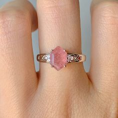 This gorgeous, timeless ring features our favorite Strawberry Quartz design and hand picked crystals. Libra is the zodiac sign of strawberry quartz. For those who are born from September 23 to October 22, things you would want to let go, such as possessiveness and indecisiveness, will disappear with the gem. The romantic within you will wake up and find opportunities to seek love when the stone is by your side. the crystal awakens new talents such as music and painting or writing. ✦ DETAILS ✦ ✧ Pink Morganite Jewelry With Gemstone Accents, Rose Gold Sterling Silver Birthstone Crystal Ring, Rose Gold Birthstone Crystal Ring For Promise, Rose Gold Crystal Ring With Birthstone In Sterling Silver, Rose Quartz Crystal Ring Gift, Morganite Jewelry With Gemstone Accents For Gift, Rose Gold Spiritual Crystal Ring For Gift, Rose Gold Rings With Rose Quartz For Gifts, Pink Moonstone Promise Ring