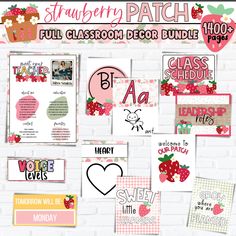 strawberry patch full classroom decor bundle