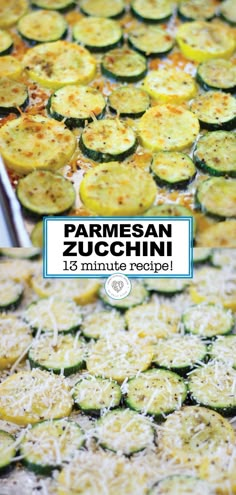 a pan filled with cooked zucchini and parmesan on top of it