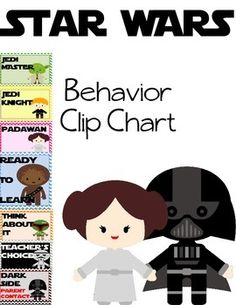 star wars behavior clip chart for kids to use with their own character and name tags