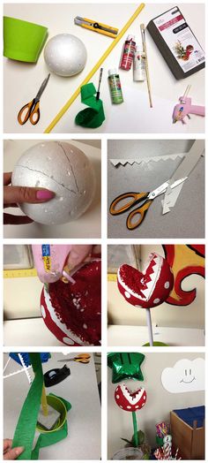 the process of making an ornament out of paper machs is shown here