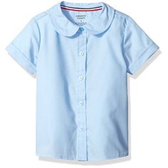 A Peter Pan collar adds a sweet touch to this short-sleeve poplin blouse that looks just as pretty paired with pants and jeans or skirts and jumpers. Size: 10. Color: Blue. Gender: female. Age Group: kids. Cute Summer School Blouse, Spring Cotton School Uniform Tops, Spring School Tops With Short Sleeves, Summer School Collared Blouse, Collared Summer School Blouse, Short Sleeve Cotton Top For School Uniform, Cotton Short Sleeve School Uniform Top, Short Sleeve Tops For School In Spring, Summer Collared School Blouse