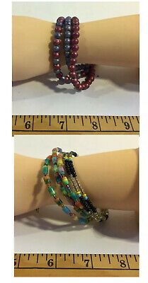 Lot 2 Vintage Stretch Bead And Spring Wire Bracelets  | eBay Vintage Beaded Bracelet, Wire Bracelets, Bead Bracelets, Wire Bracelet, First Class, Wrap Bracelet, Jewelry Box, Beaded Bracelets, Make It Yourself