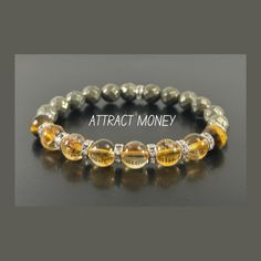 This Money Bracelet is a potent amulet for good fortune made of numerous crystals, which give it metaphysical strength. When worn, it is supposed to attract wealth, success, and abundance to the wearer as well as make them luckier when playing games of chance! PYRITE Pyrite is a powerful protection stone which shields and protects against all forms of negative vibrations and/or energy, working on the physical, etheric, and emotional levels. It stimulates the intellect and enhances memory, helpin Money Bracelet, Prosperity Bracelet, Pyrite Bracelet, Bracelet Gift Box, Wealth Abundance, Tiger Eye Gemstone, Zodiac Bracelet, Les Chakras, Crystal Healing Bracelets