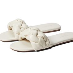 Nwot! Never Been Worn. Excellent Condition Chic Cream Flat Sandals, Off White Casual Sandals For Summer, Casual Off White Sandals For Summer, Cream Flat Synthetic Sandals, Casual Off White Round Toe Sandals, Off White Casual Sandals For Spring, Casual Off White Sandals For Spring, Cream Sandals With Textured Footbed, Chic White Sandals With Textured Footbed