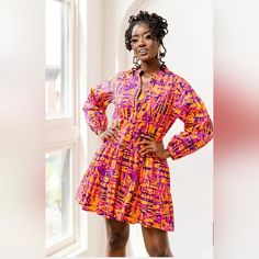 Nwt D'iyanu Cheerful, Bright Terema Women's African Print Button-Up Dress Orange Abstract Leaves Size S 4/6 *Dress Runs Large Puff Sleeve Babydoll Dress 2 Non-Functional Buttons At Top Of Bust, Oversize Style, Tiered Skirt, Slight High-Low At Hem, Above-Knee Length, Elastic At Sleeve Opening And Ockets At Sides 97% Cotton/3% Spandex Stretch Poplin Please Refer To Pictures For Details And Approximate Measurements. Puff Sleeve Babydoll Dress, Oversize Style, Abstract Leaves, Oversize Fashion, Dress Orange, Button Up Dress, Tier Skirt, Tiered Skirt, Babydoll Dress