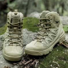 Men's Outdoor Military Tactical Ankle Boots Ultra Winter Mid Hiking Boot - Sage - CU185297T6I Breathable Tactical Lace-up Hiking Boots, Military Lace-up Boots For Outdoor Activities, Wear-resistant Lace-up Work Boots For Hiking, Khaki Combat Style Lace-up Hiking Boots, Wear-resistant Khaki Boots For Outdoor Work, Khaki Waterproof Lace-up Hiking Boots, Khaki Lace-up Waterproof Hiking Boots, Military Leather Combat Boots For Outdoor Activities, Military Style Leather Combat Boots For Outdoor