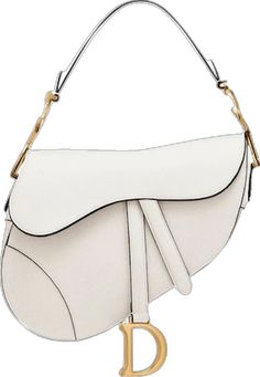 Chic White Saddle Bag With Adjustable Strap, Chic White Leather Saddle Bag, Luxury White Bag With Palladium Hardware, High-end White Top Handle Bag, Designer White Shoulder Bag With Detachable Strap, White Saddle Bag For Everyday Use, White Leather Top Handle Shoulder Bag, Elegant White Calf Leather Shoulder Bag, White Textured Leather Bags