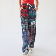 Soft And Comfortable, British Style Sizes Casual Patchwork Bottoms For Work, Patchwork Straight Leg Pants For Work, Casual Patchwork Bottoms With Relaxed Fit, Relaxed Fit Cotton Plaid Pants, Patchwork Bottoms For Workwear, Multicolor Workwear Pants With Pockets, Casual Relaxed Fit Pants With Patchwork, Casual Plaid Patchwork Bottoms, Casual Plaid Bottoms With Relaxed Fit