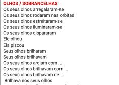 the words are in spanish and english on a white background with red lettering that reads, ohos / soriancelhas