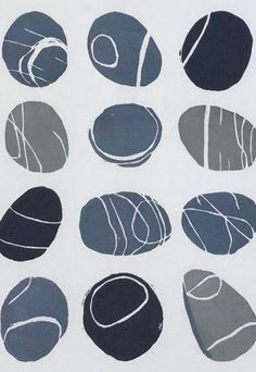 nine different types of rocks are shown in black and grey colors on a white background