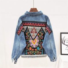 Product Details: It’s layering season Turn-down collar Floral pattern Loose fit Full sleeves ONE SIZE fits most Material: Cotton Sequin Coats, Female Jacket, Long Denim Jacket, Embroidery Beaded, Bohemian Jackets, Boho Denim, Vintage Jean Jacket, Heavy Work, Embroidered Denim Jacket