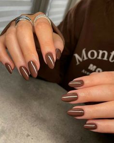 Brown Acrylic Nails, Brown Nail Polish, Brown Nail, Brown Nails Design