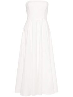 Reformation Astoria Strapless Midi Dress - Farfetch Midi Dress White, Planet People, Versace Outfit, Fantasy Gowns, Strapless Midi Dress, City Dress, Organic Materials, Summer Beach Wear, Van Cleef Arpels